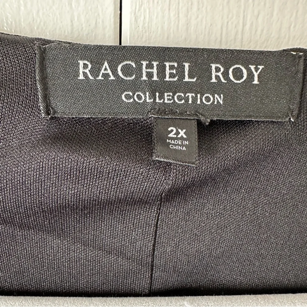 Rachel Roy Collection Pleated Metallic Wrap Dress Black & Gold 2X NWT